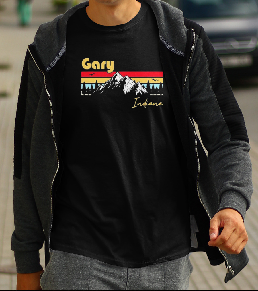 Joseph Spooky Pete Gary Indiana Retro Hometown Roots Mountain Sunset T-Shirt