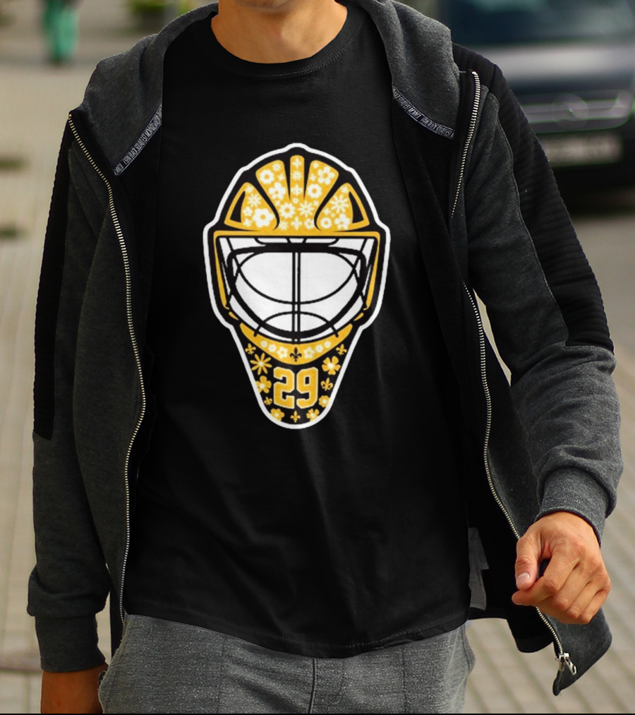 Pens Gear Marc-André Fleury Number 29 Flower Mask Pittsburgh Penguins Hockey T-Shirt
