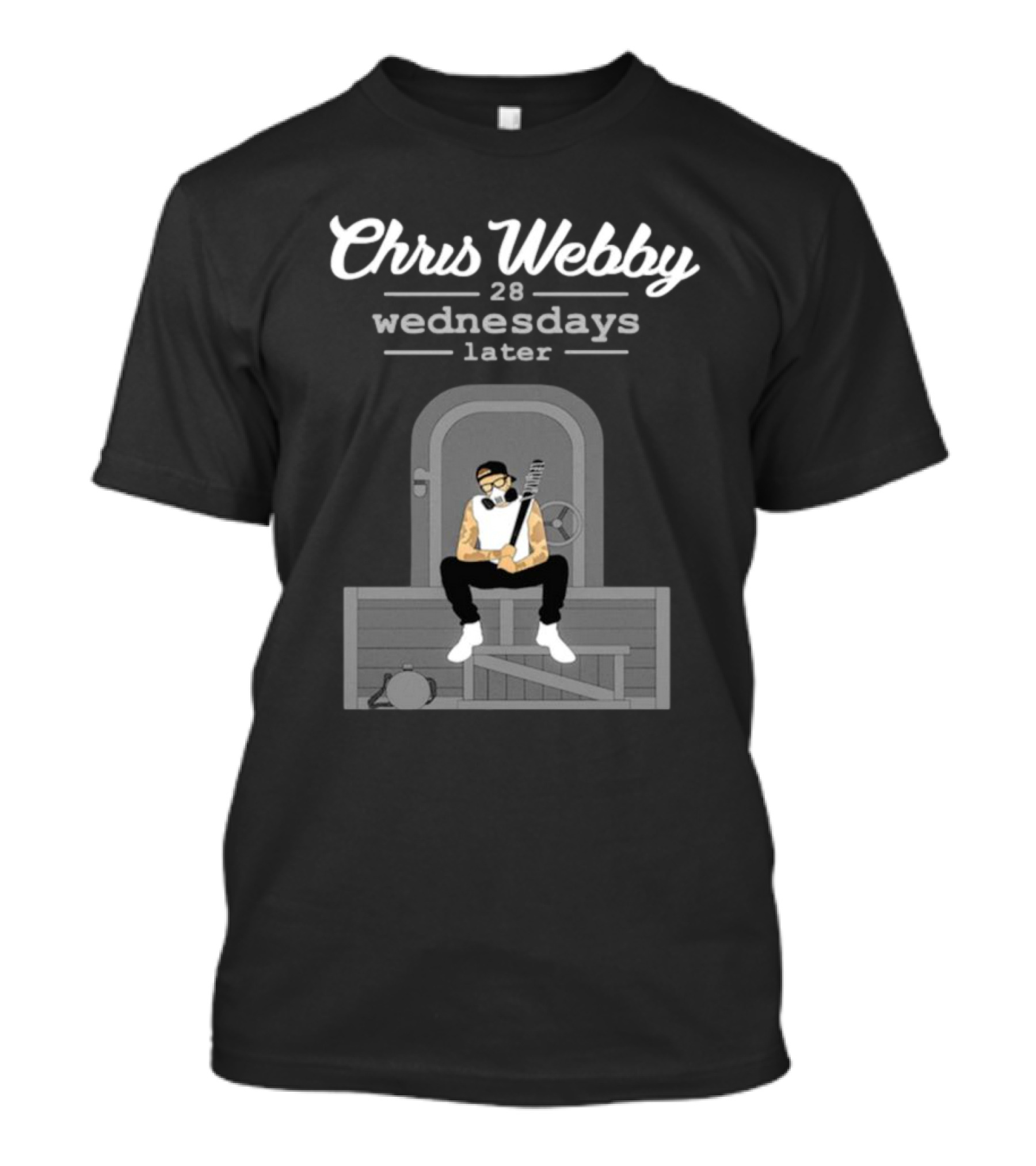 Chris Webby 28 Wednesdays Later Sitting With Gas Mask And Bat T-Shirt
