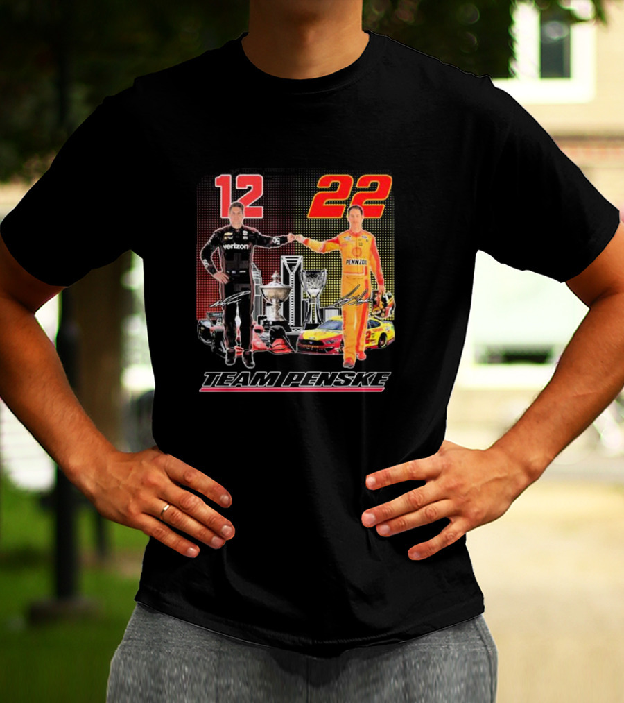 Team Penske 12 22 Verizon Pennzoil Ryan Blaney Joey Logano Signatures T-Shirt