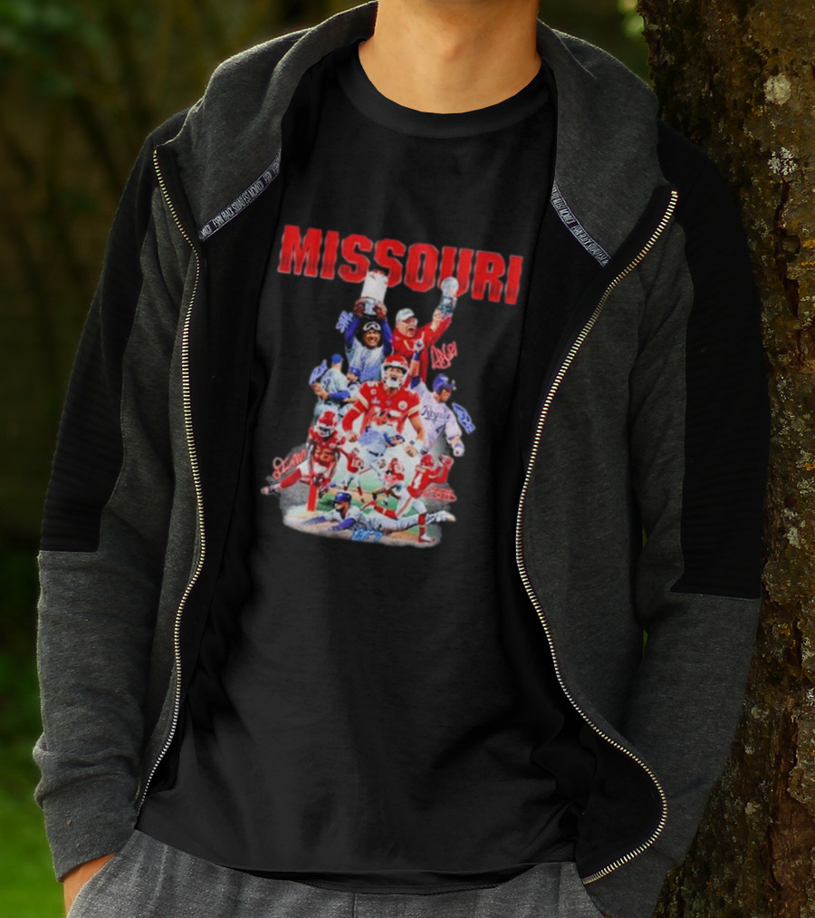 Missouri Chiefs Royals Cardinals Players Signatures T-Shirt