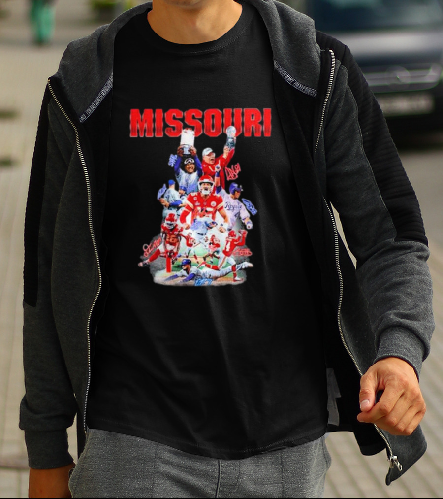 Missouri Chiefs Royals Cardinals Players Signatures T-Shirt