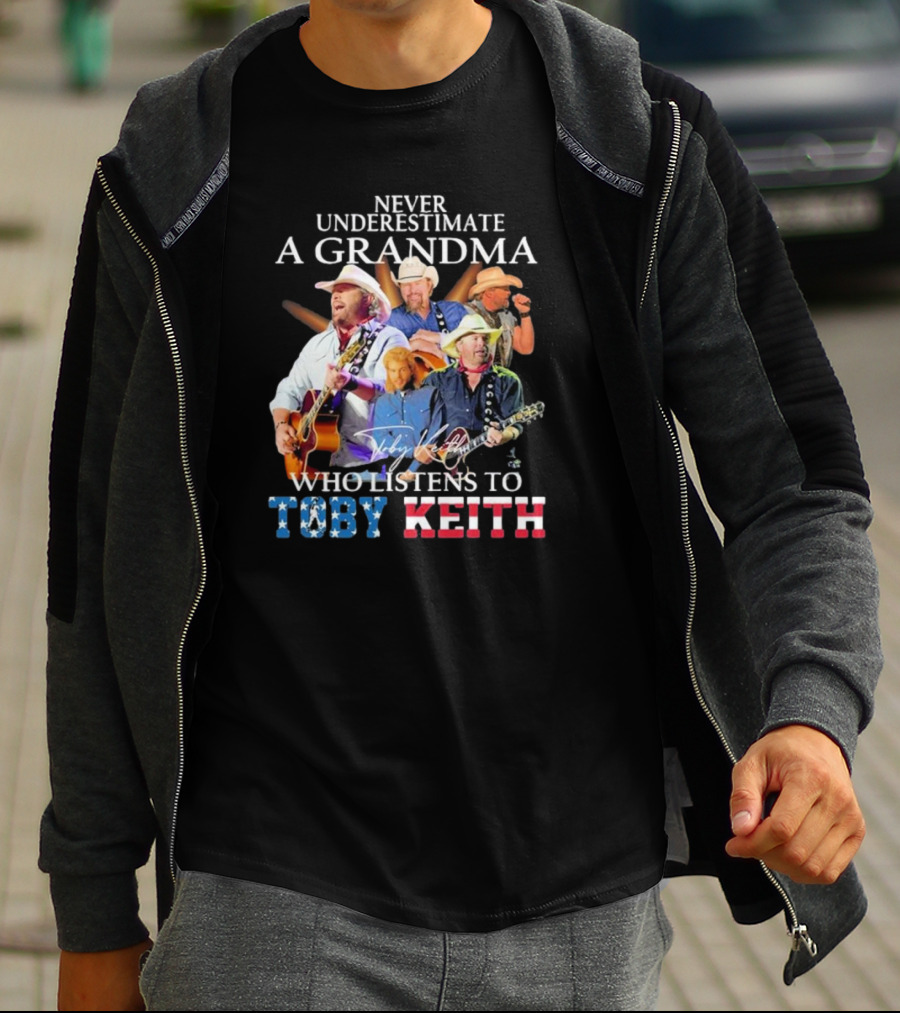 Never Underestimate A Grandma Who Listens To Toby Keith Signatures Music Collage T-Shirt