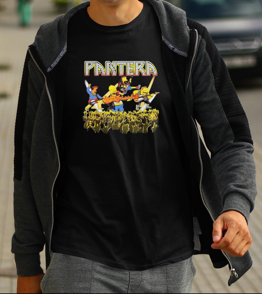 The Simpsons Characters Performing As Pantera Band Members In Concert Scene T-Shirt