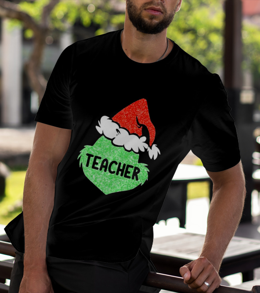 Santa Grinch Hat Teacher Christmas Holiday T-Shirt