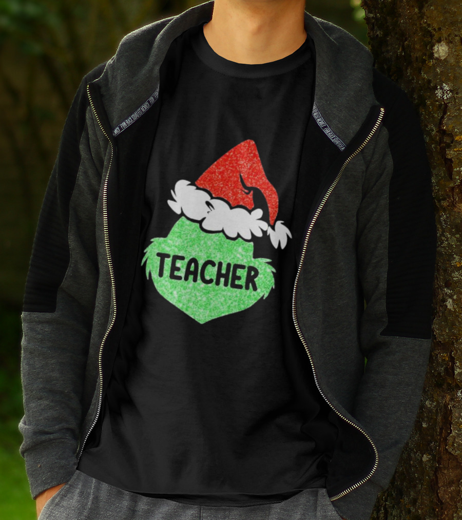 Santa Grinch Hat Teacher Christmas Holiday T-Shirt