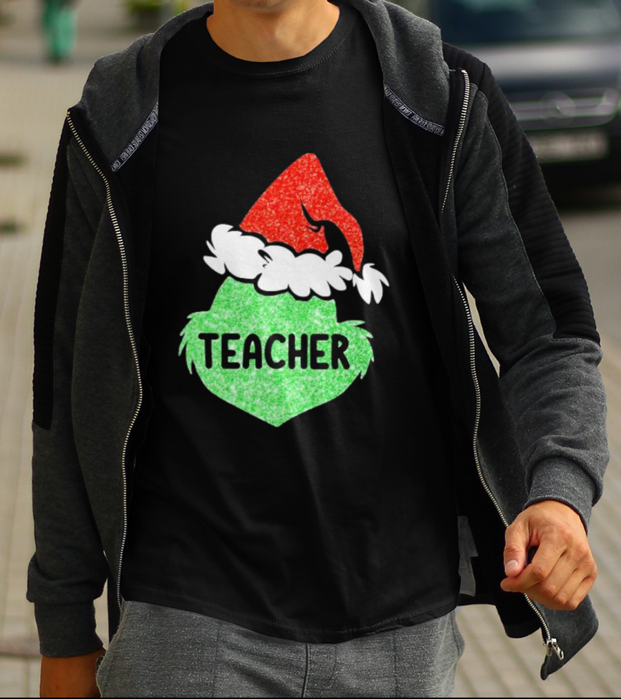 Santa Grinch Hat Teacher Christmas Holiday T-Shirt