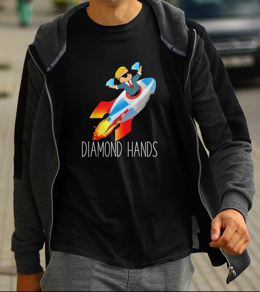 WallStreetBets WSB Diamond Hands Rocket Ship To The Moon T-Shirt