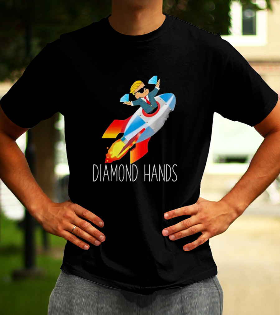 WallStreetBets WSB Diamond Hands Rocket Ship To The Moon T-Shirt