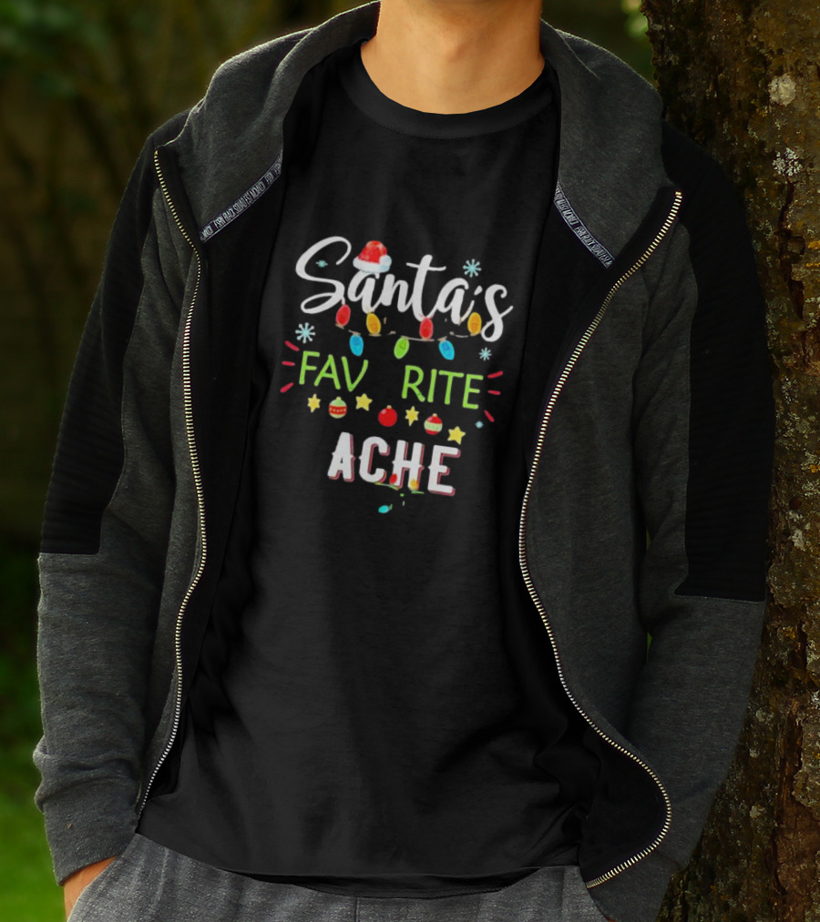 Santa’s Favorite Teacher Festive Christmas Lights T-Shirt