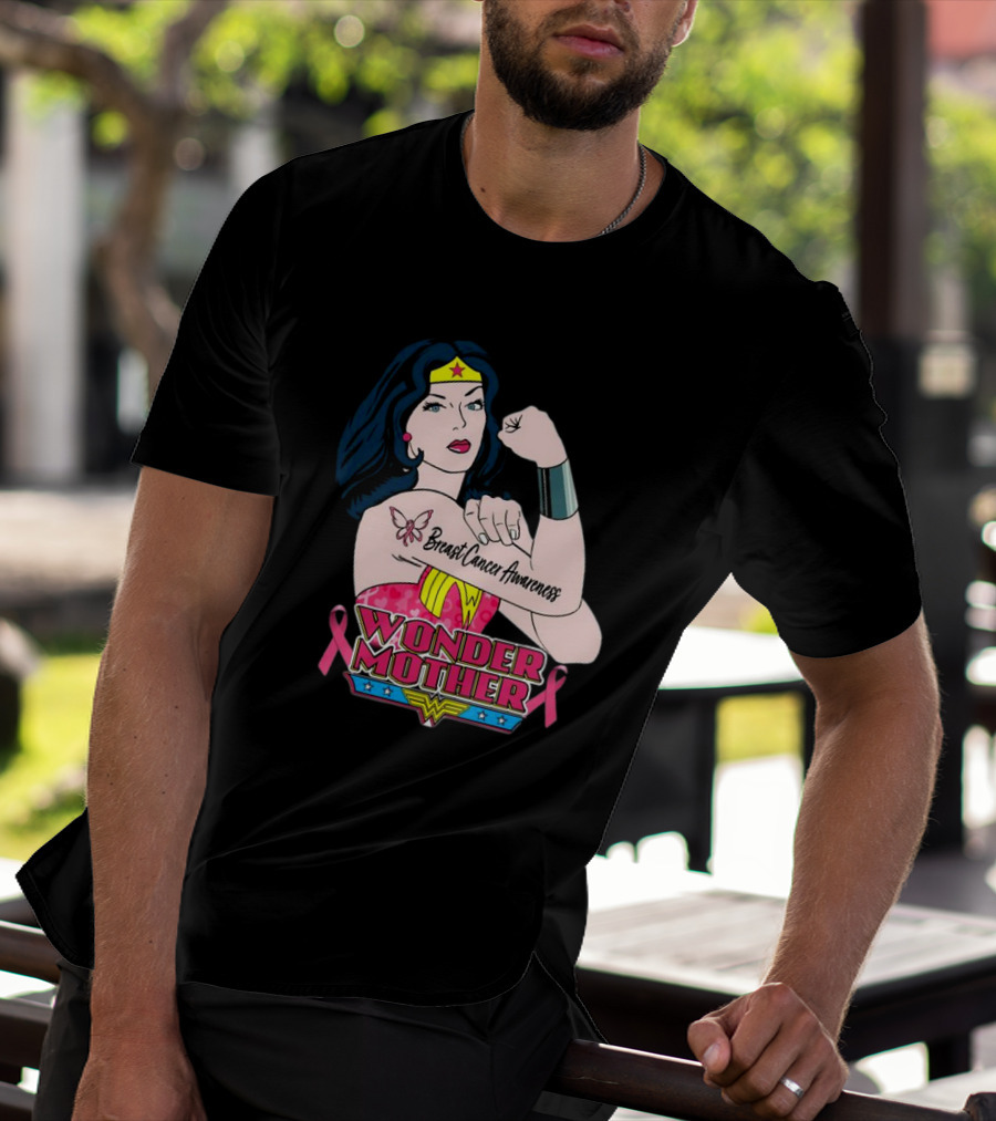 Wonder Woman Breast Cancer Awareness Wonder Mother Pink T-Shirt