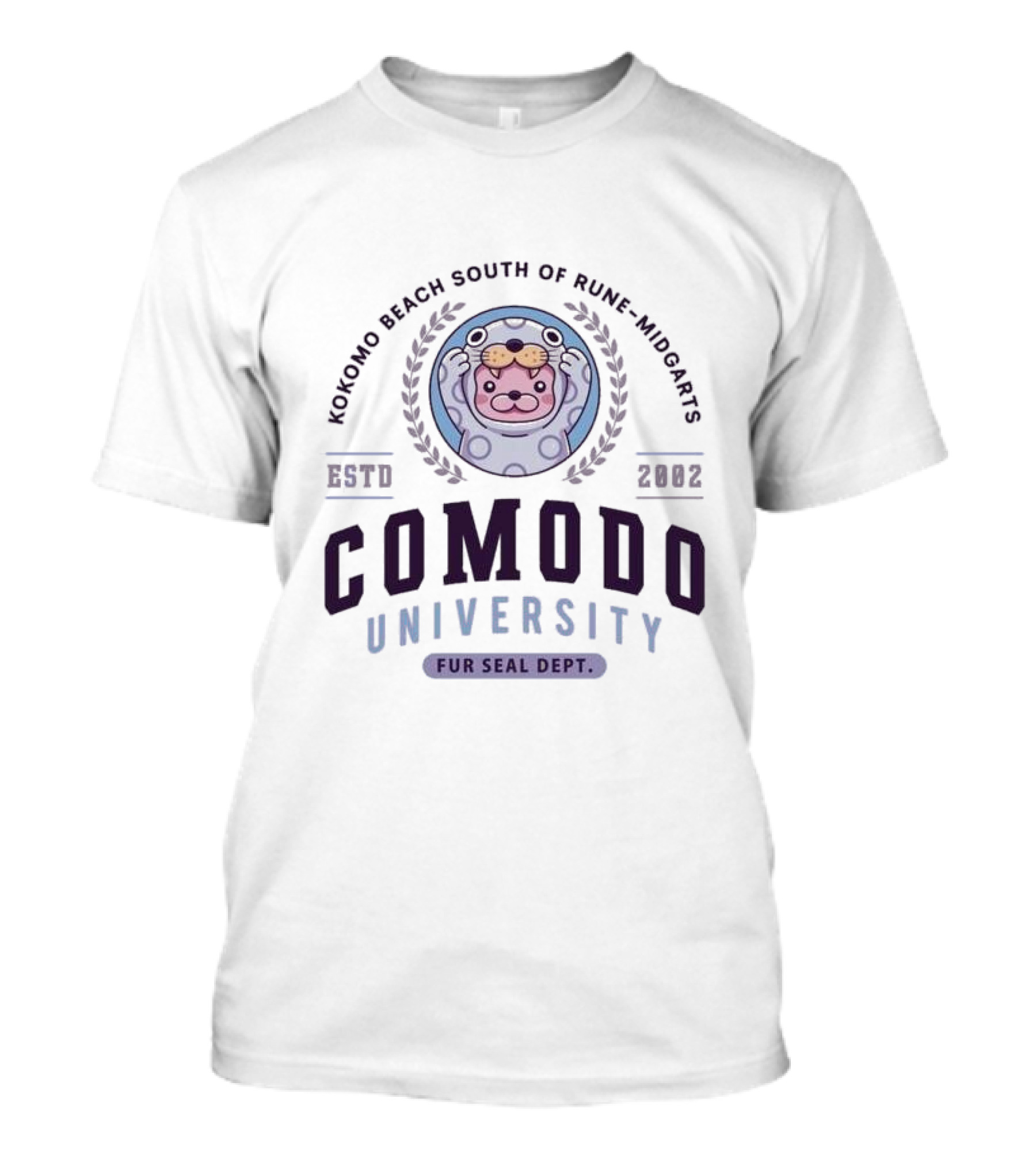Kokomo Beach South Of Rune Midgard Comodo University Fur Seal Dept 2002 T-Shirt