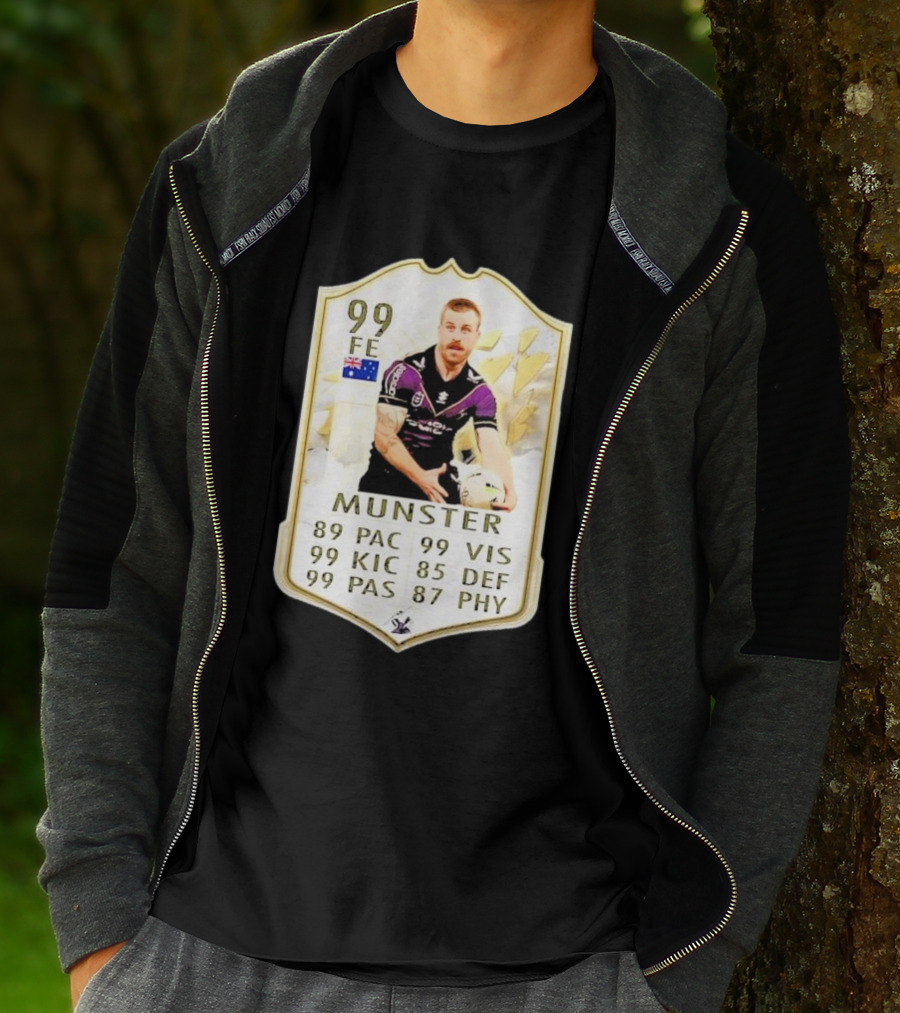 Melbourne Storm Cameron Munster Sports Card PAC VIS KIC DEF PAS PHY T-Shirt
