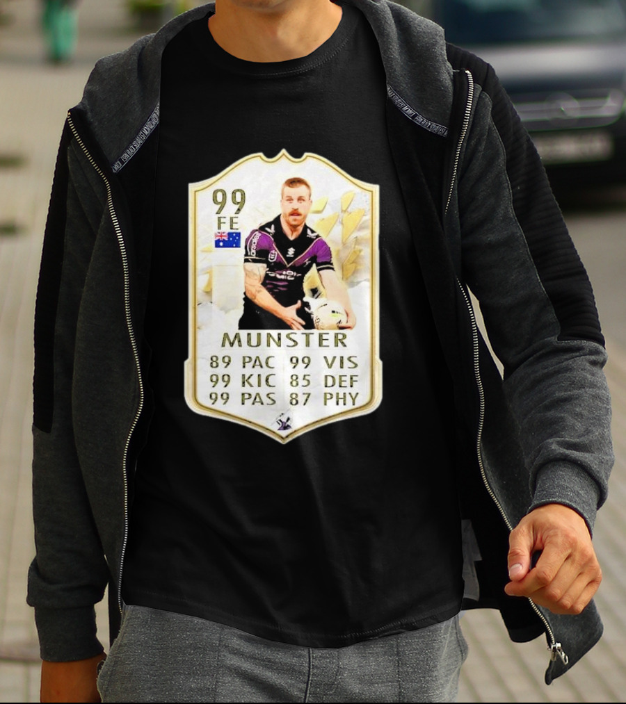 Melbourne Storm Cameron Munster Sports Card PAC VIS KIC DEF PAS PHY T-Shirt