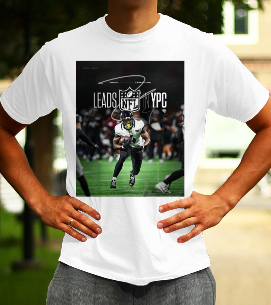Tank Bigsby Jacksonville Jaguars NFL Leads YPC Signature Football Action T-Shirt