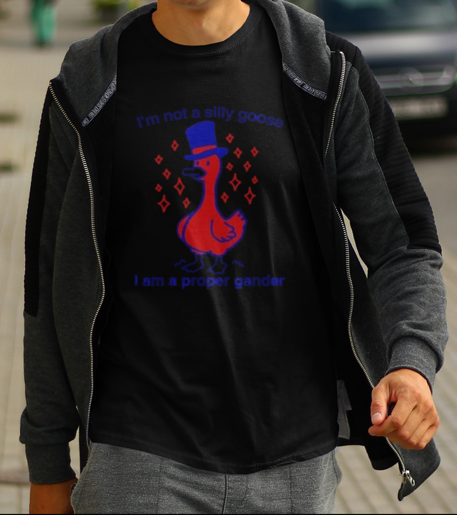 I’m Not A Silly Goose I Am A Proper Gander Top Hat Red Goose With Diamonds T-Shirt
