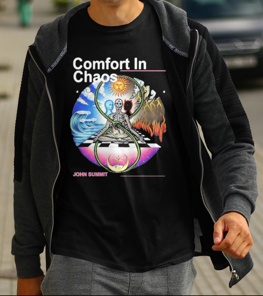 Comfort In Chaos John Summit The Good And The Evil Sun Moon Skeleton T-Shirt