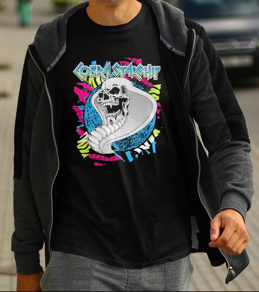 Cobra Starship Skull Cobra Neon Colors T-Shirt