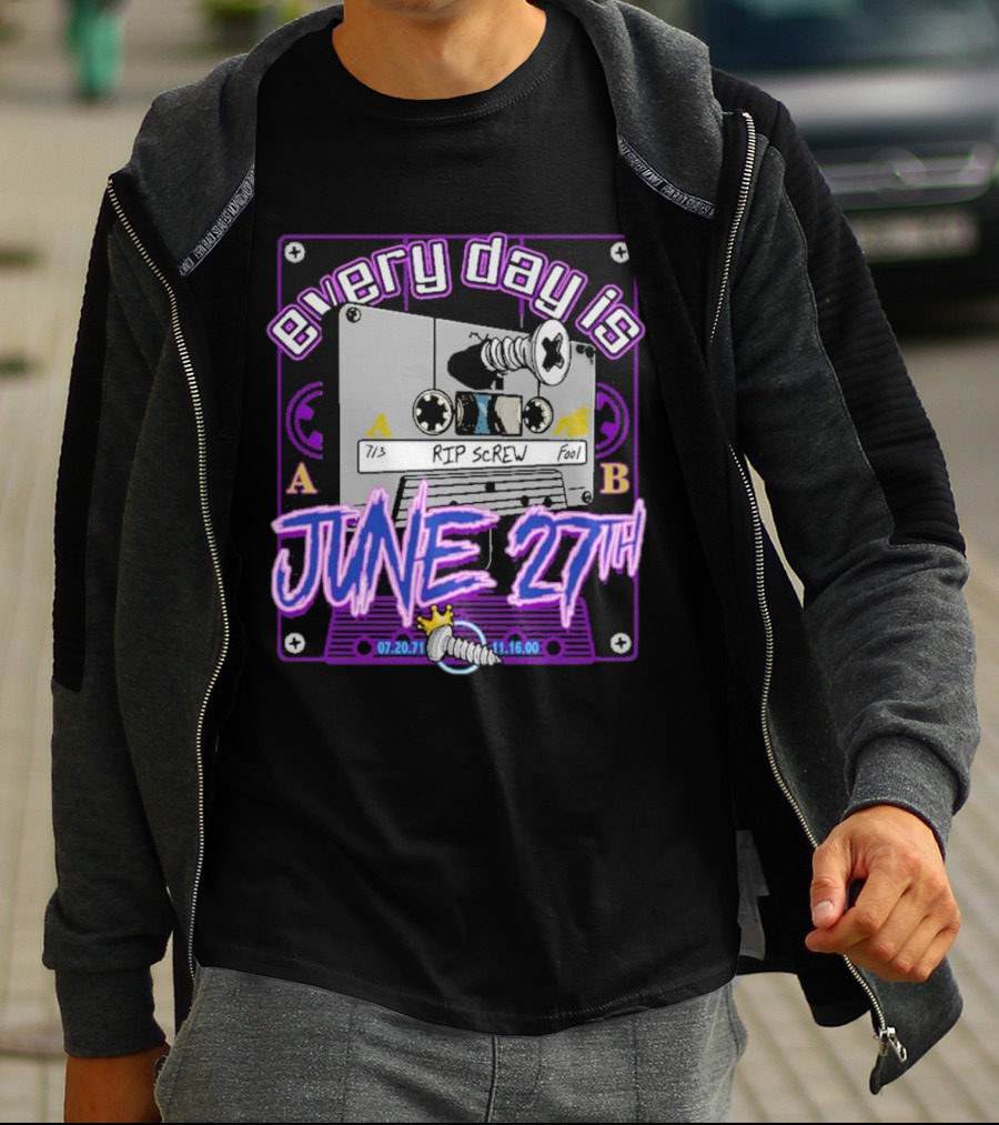 Every Day Is June 27th RIP Screw 07.20.71 11.16.00 Cassette Tape T-Shirt