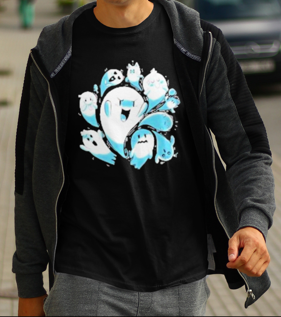 Ghostly Gathering Alexandra Sketch Spooky Blue Spirits T-Shirt