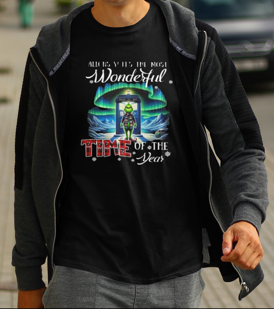 Allons-Y It’s The Most Wonderful Time Of The Year Grinch Police Box T-Shirt
