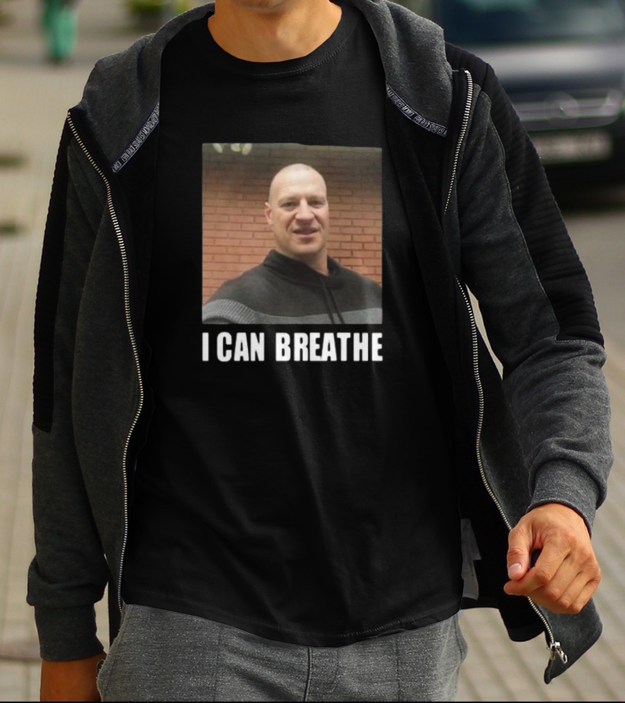Bruhtees I Can Breathe Man Smiling Against Brick Wall T-Shirt