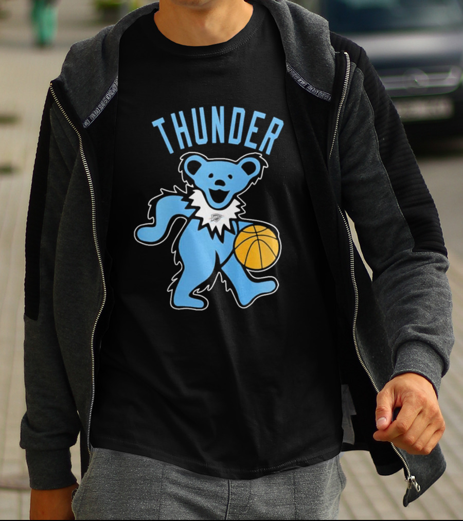 Oklahoma City Thunder Grateful Dead Dancing Bear Basketball T-Shirt