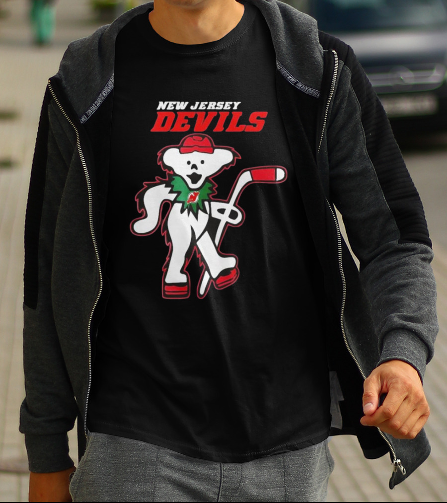 New Jersey Devils Hockey Grateful Dead Bear T-Shirt
