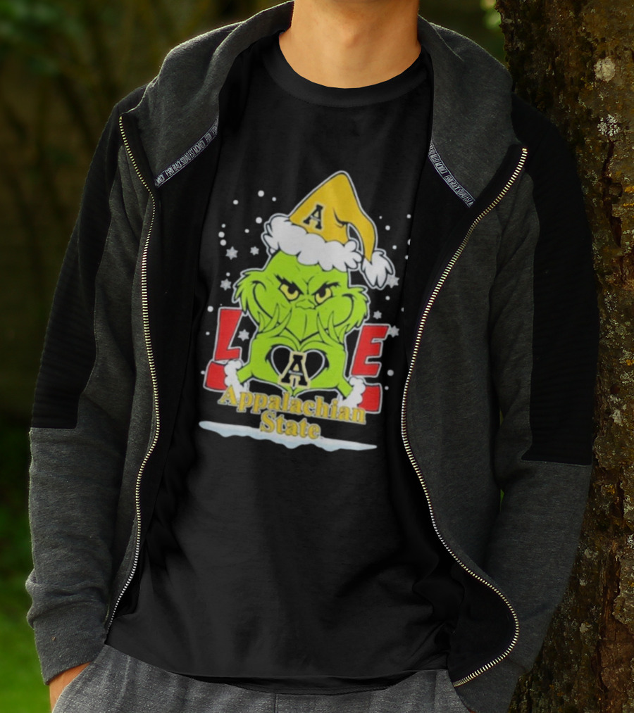 The Grinch Love Appalachian State Christmas Football T-Shirt