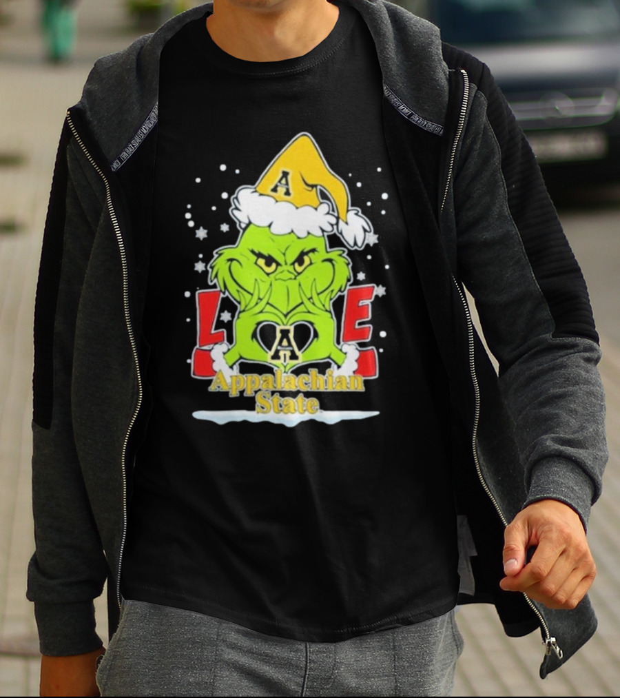 The Grinch Love Appalachian State Christmas Football T-Shirt