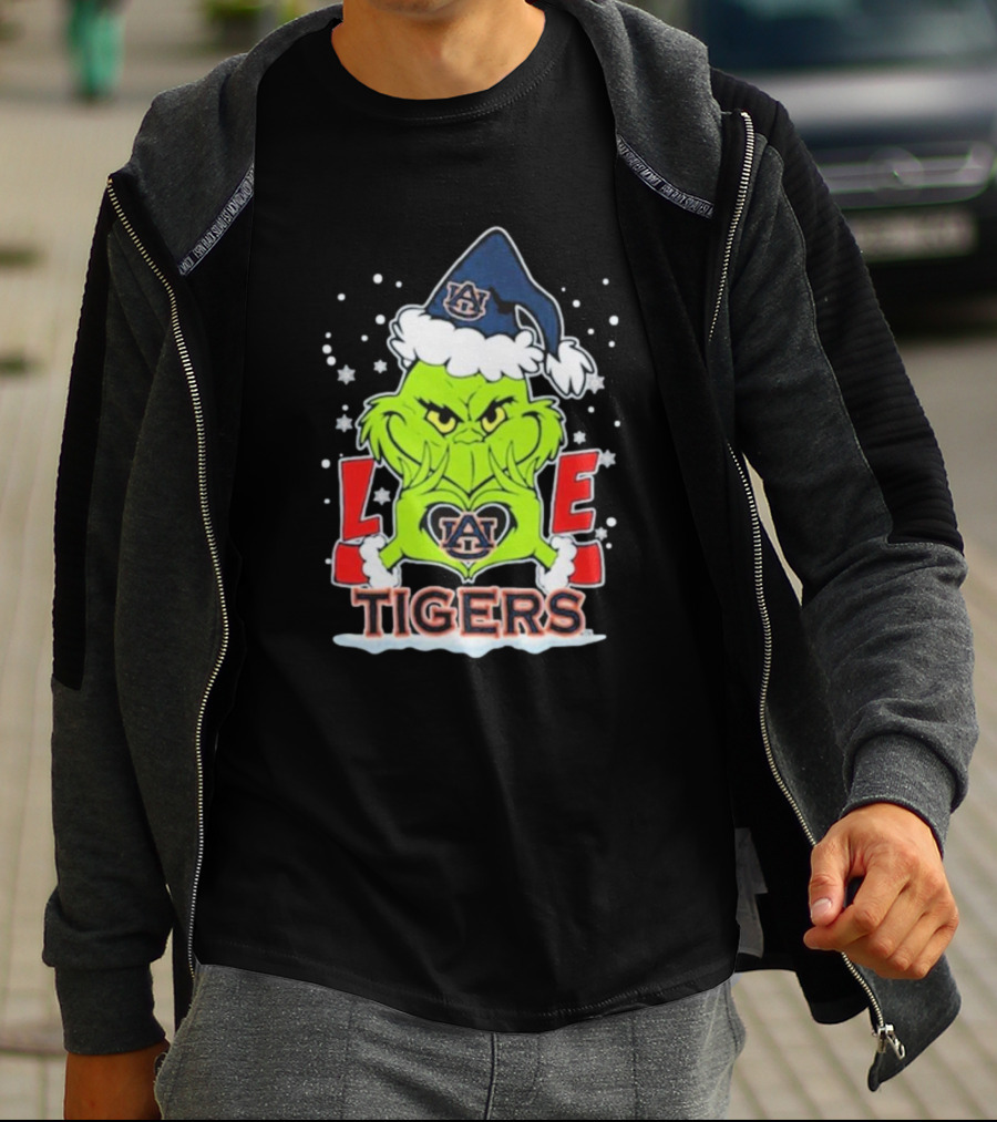 The Grinch Love Auburn Tigers Christmas Football T-Shirt