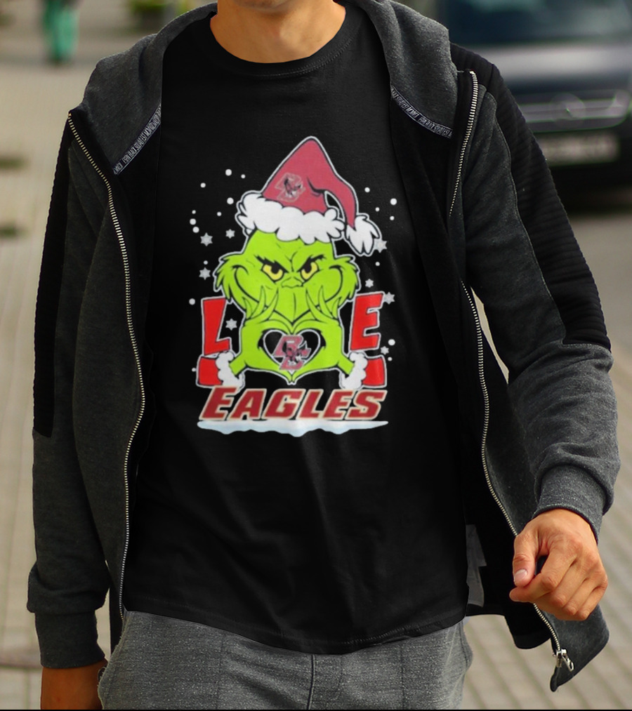 The Grinch Love Boston College Eagles Christmas Football T-Shirt