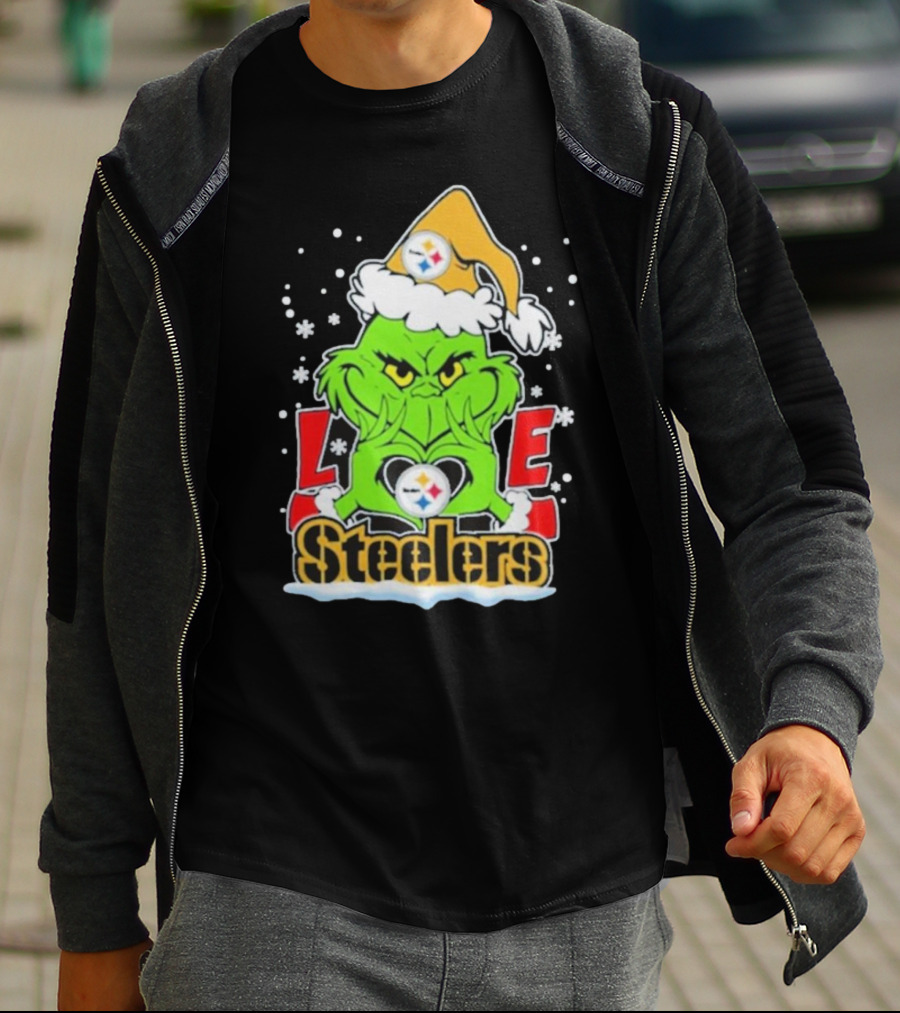 The Grinch Love Steelers Football Christmas T-Shirt