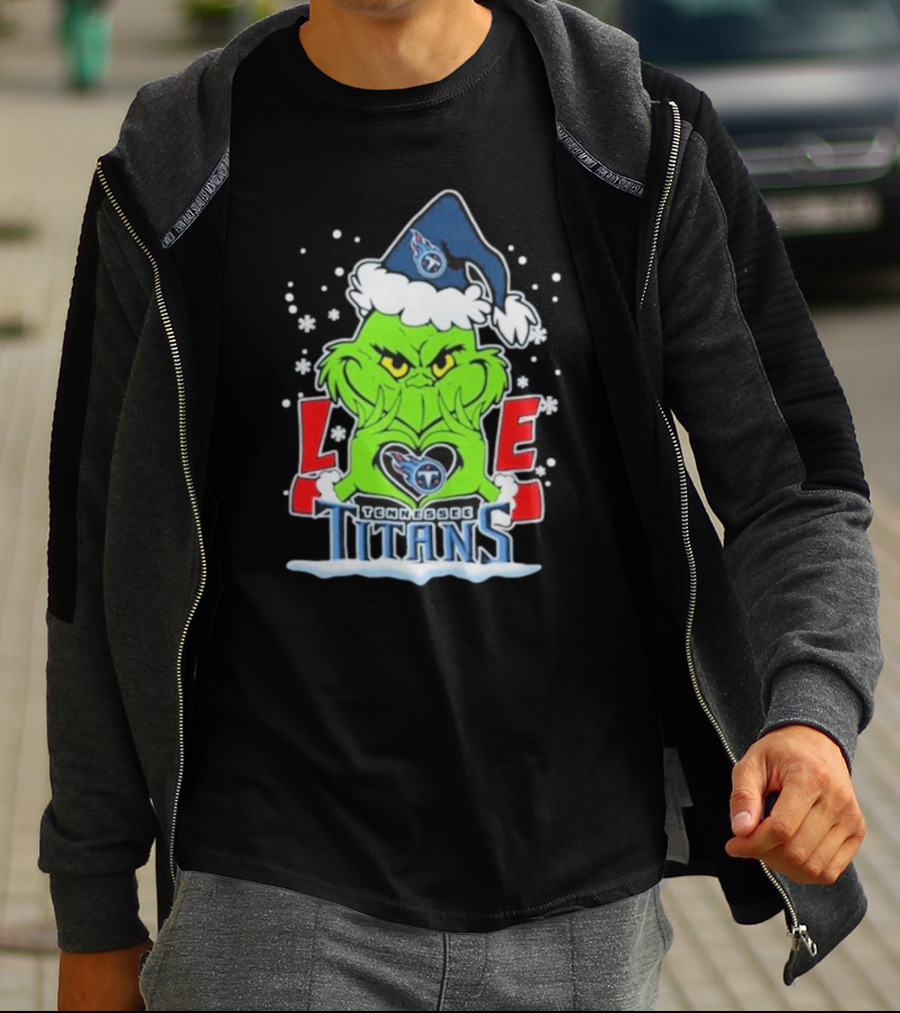 Grinch Love Tennessee Titans Football Christmas T-Shirt