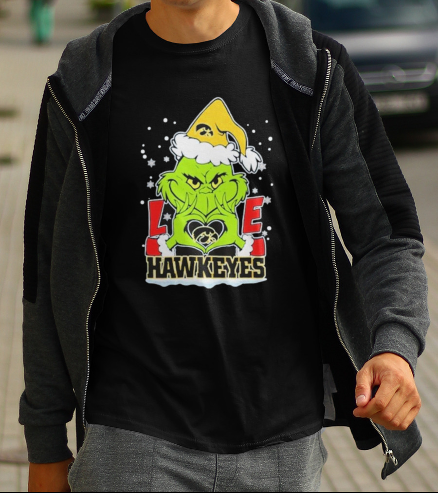 Grinch Love Hawkeyes Christmas Iowa Hawkeyes Football T-Shirt