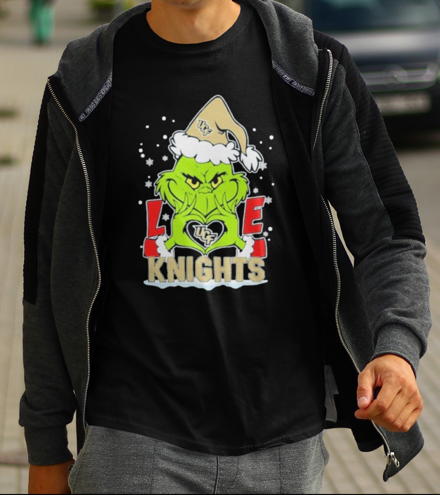 Grinch Love UCF Knights Christmas Football T-Shirt
