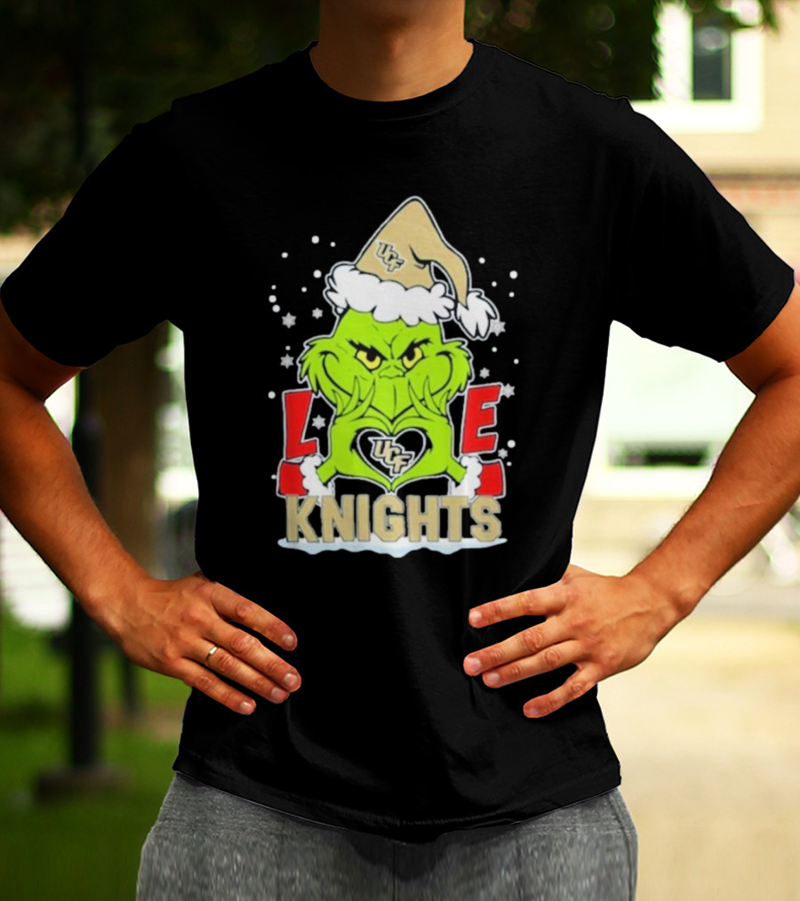 Grinch Love UCF Knights Christmas Football T-Shirt
