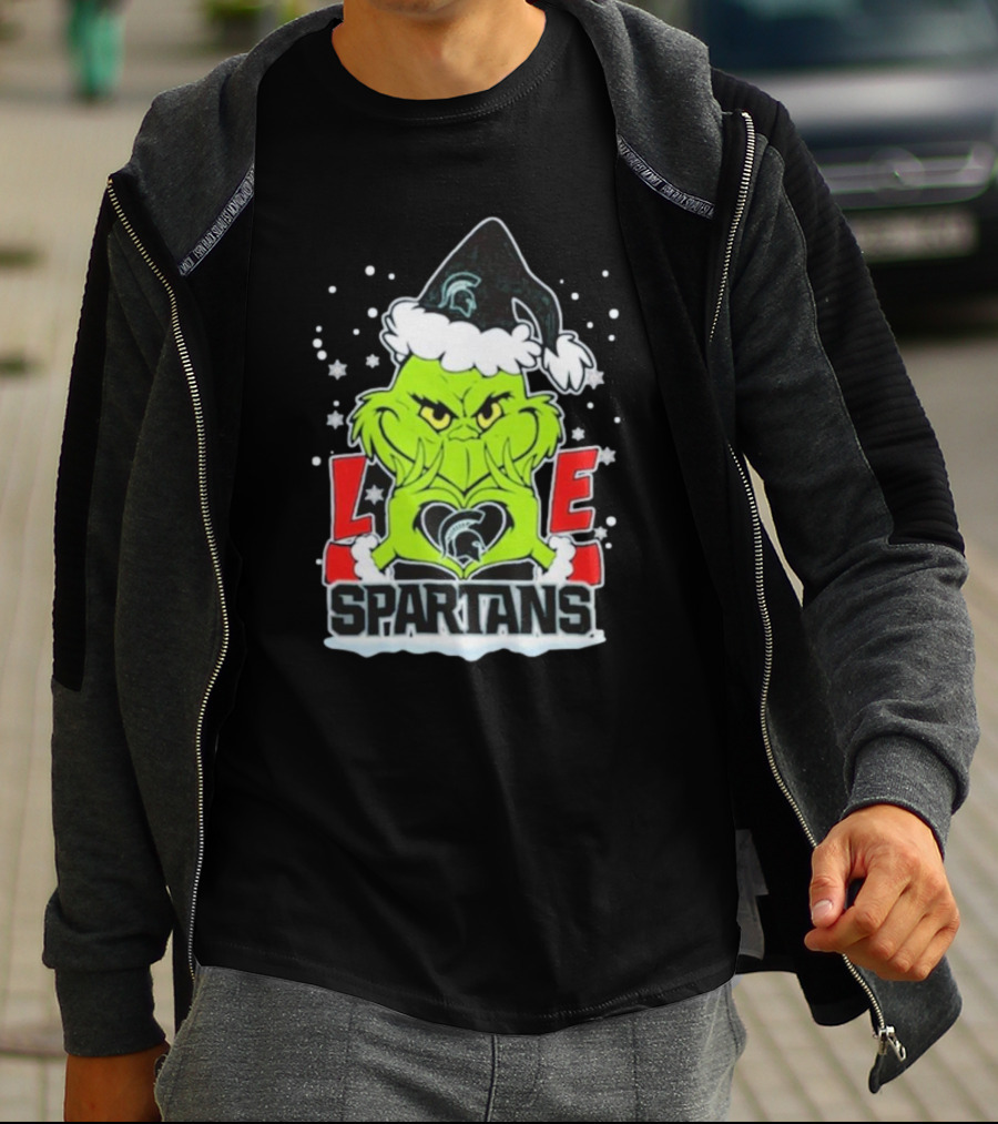 The Grinch Love Spartans Michigan State Christmas T-Shirt