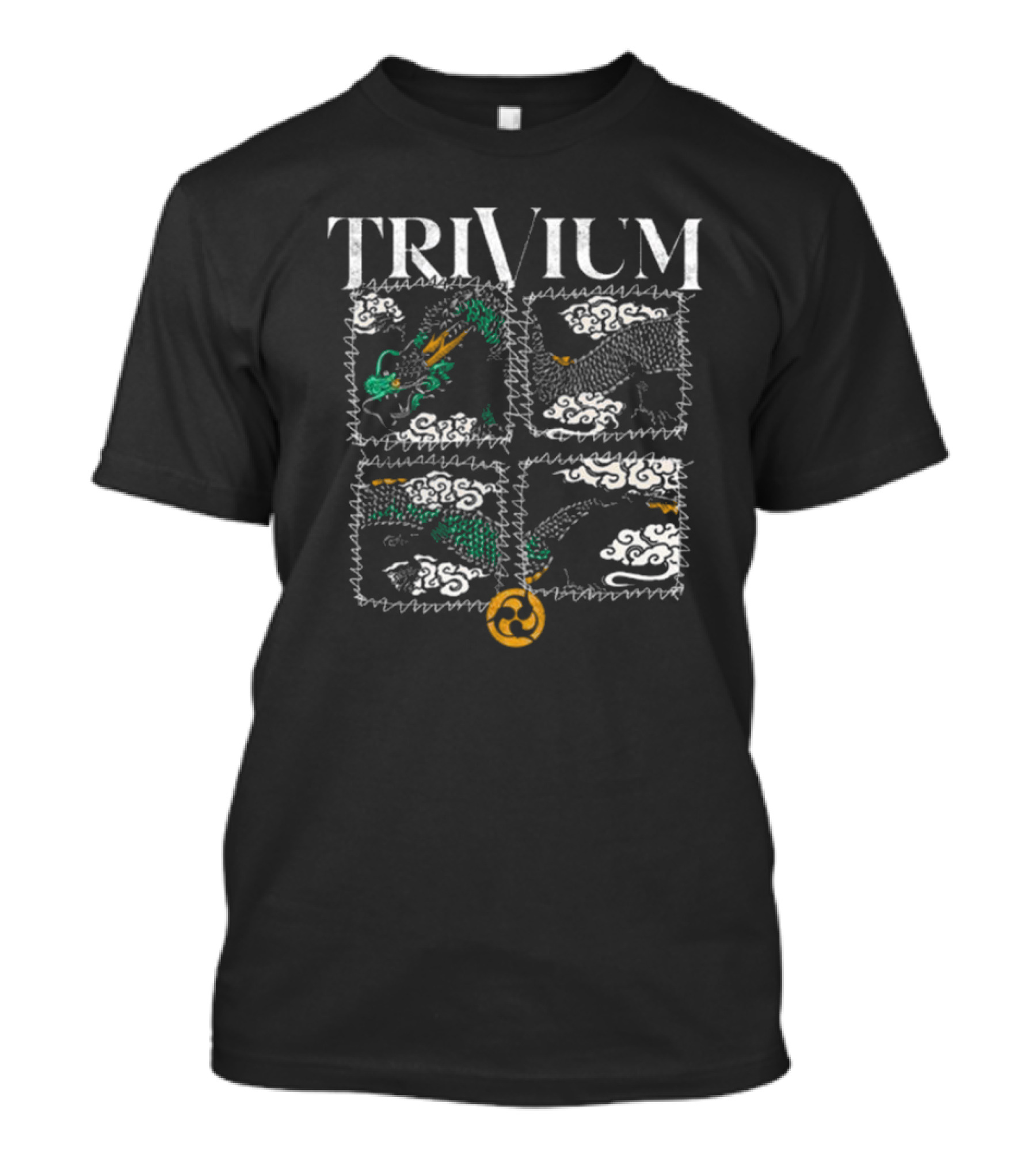 Trivium Dragon Cloud Patchwork With Spiraling T-Shirt