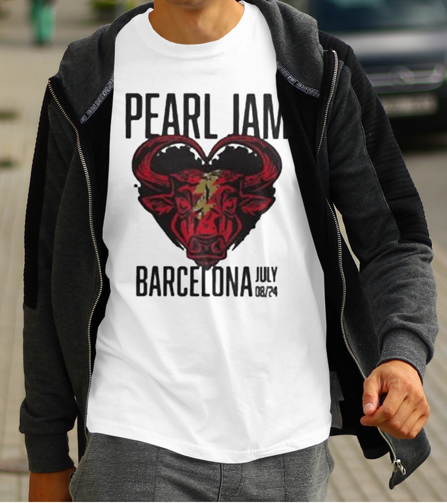 Pearl Jam Barcelona July 08/24 Bull Artwork Concert Event T-Shirt