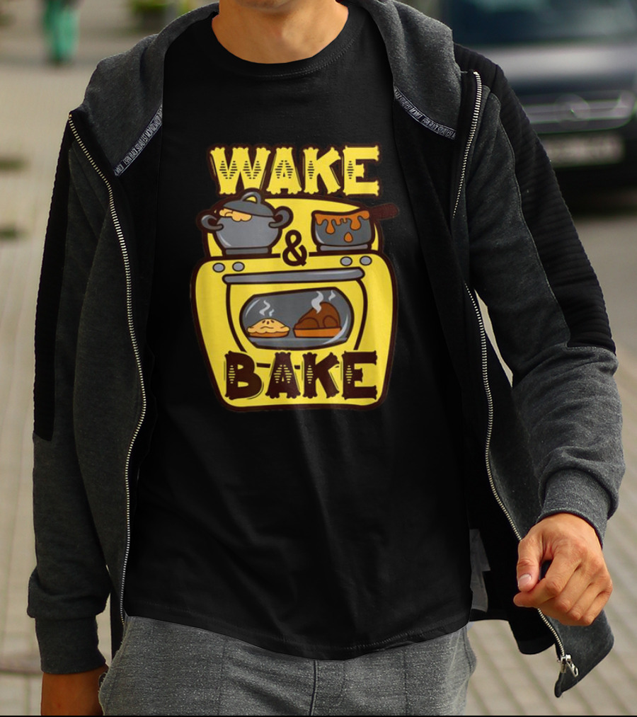 Wake Bake Thanksgiving Turkey Feast Meal Dinner Chef Funny Cooking T-Shirt