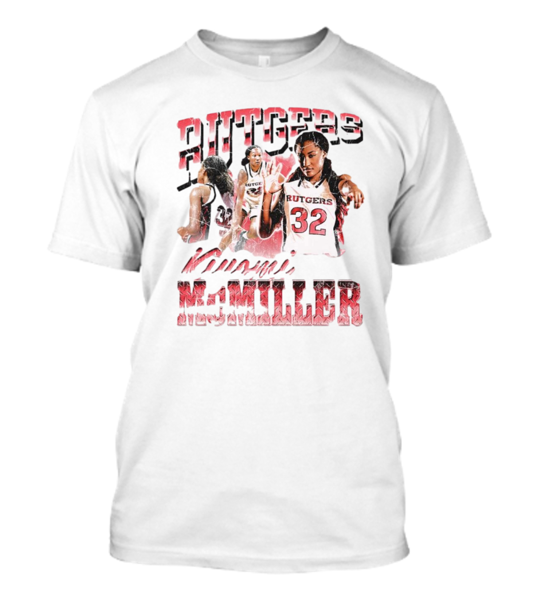 Rutgers Scarlet Knights Kiyomi McMiller 90s Retro Basketball Action 32 T-Shirt