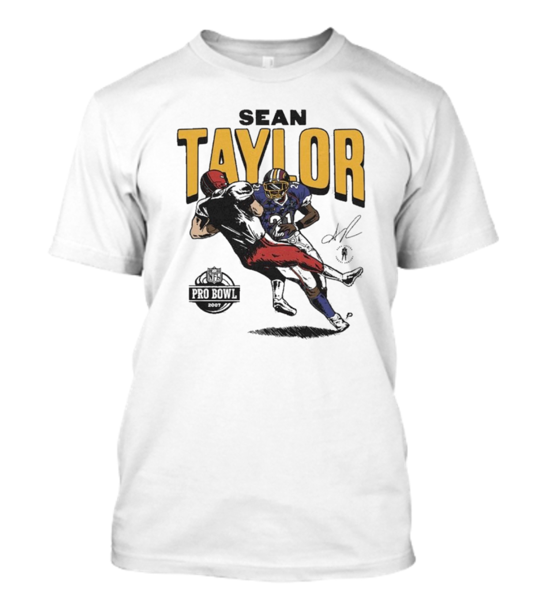 Sean Taylor NFL Pro Bowl 2007 Caricature Signature Washington Commanders T-Shirt