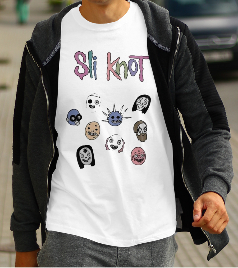 Sli Knot Cartoon Faces Collection From Custer T-Shirt