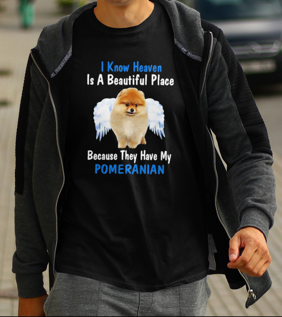 I Know Heaven Is A Beautiful Place Because They Have My Pomeranian Angel Wings T-Shirt