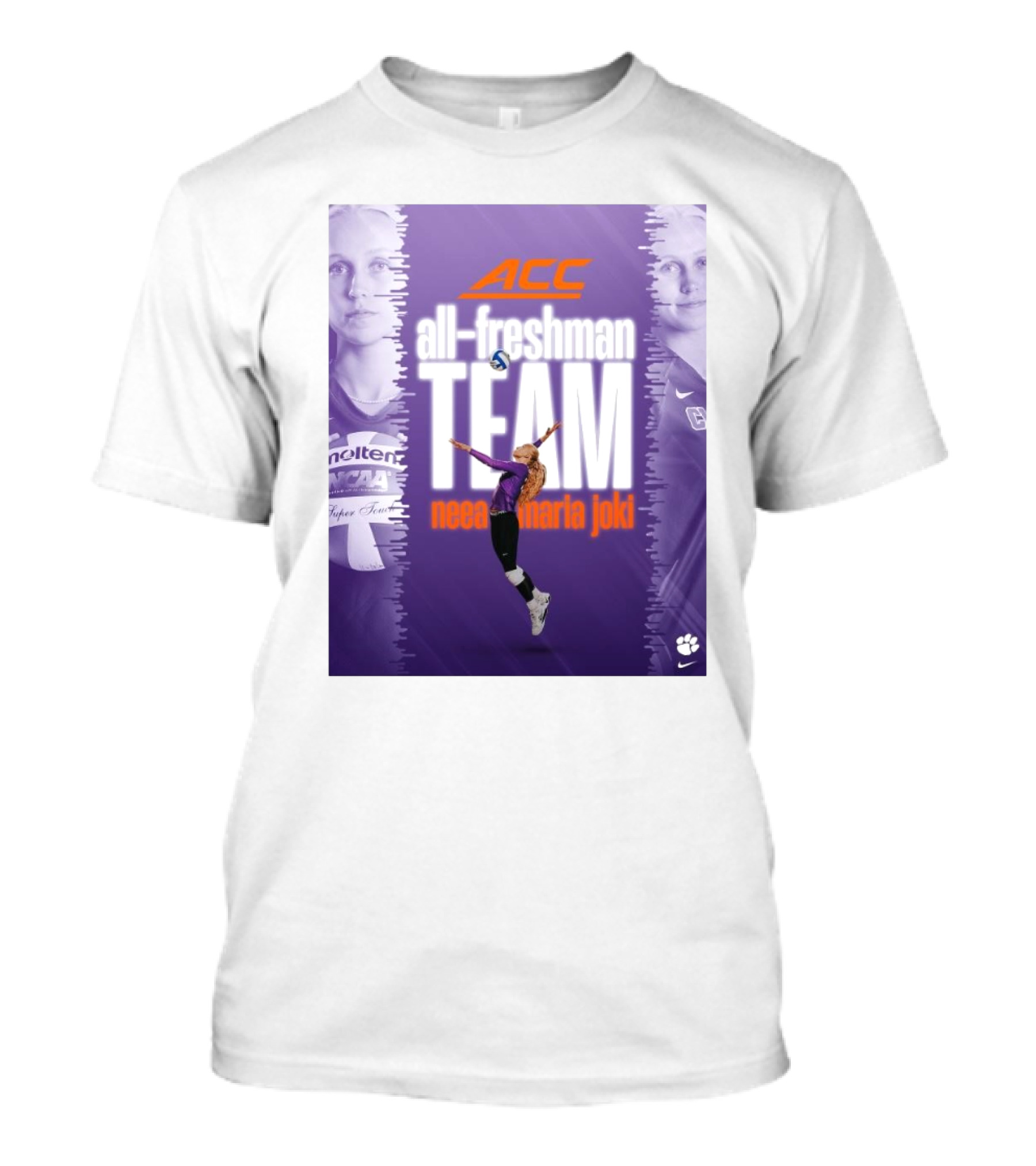 Clemson Tigers ACC All-Freshman Team Neea Maria Joki Volleyball Achievement T-Shirt
