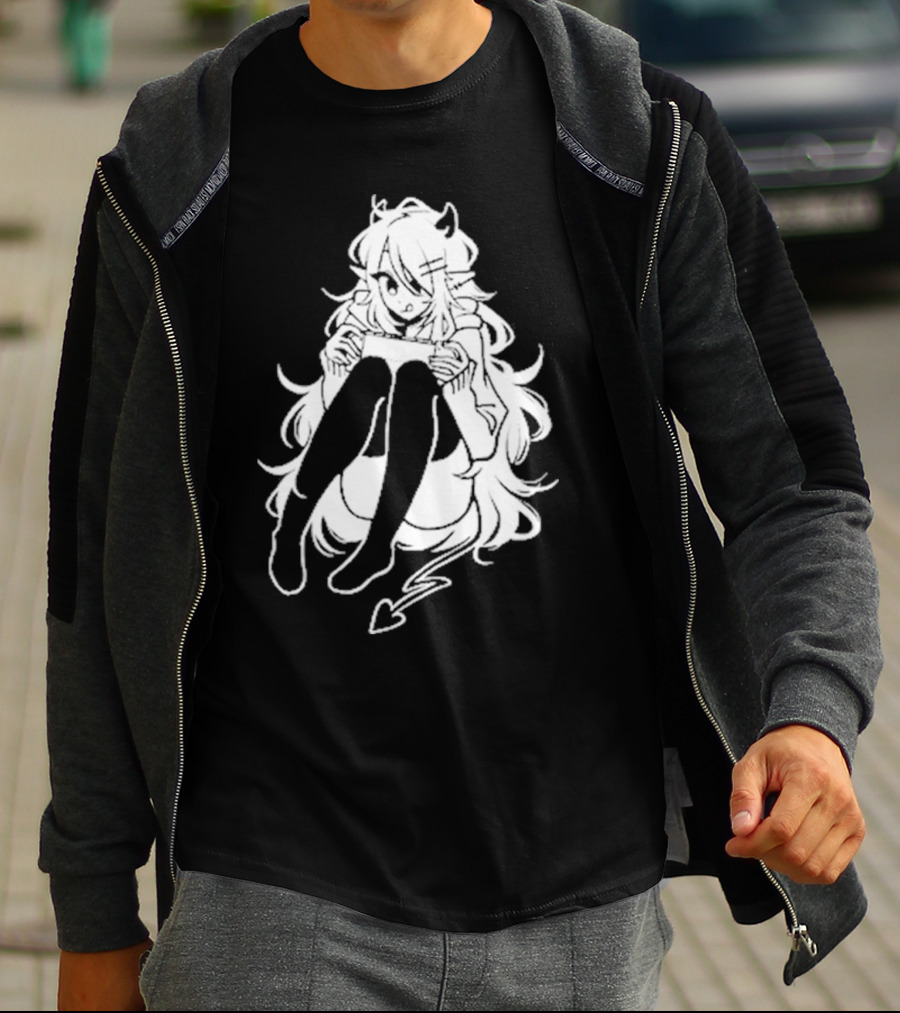 Meg Maybe Idk Anime Demon Girl Sitting With Heart Tail T-Shirt