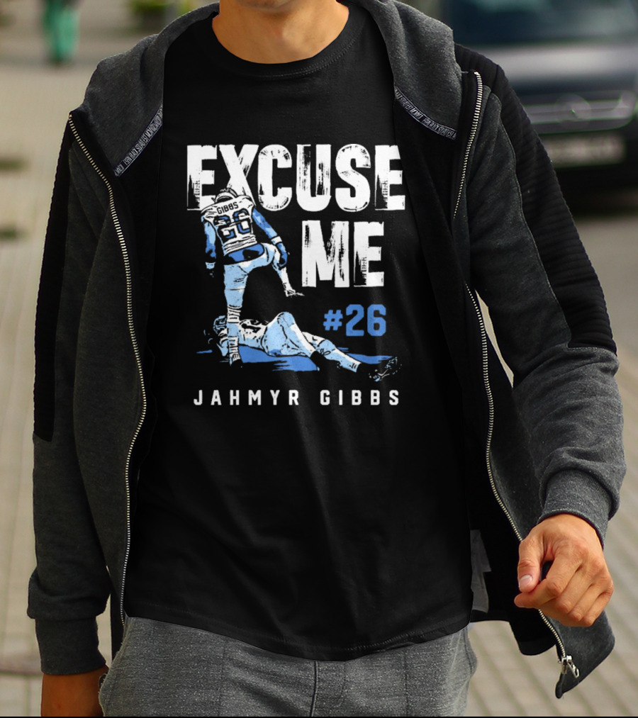 Jahmyr Gibbs #26 Excuse Me Detroit Lions NFL T-Shirt