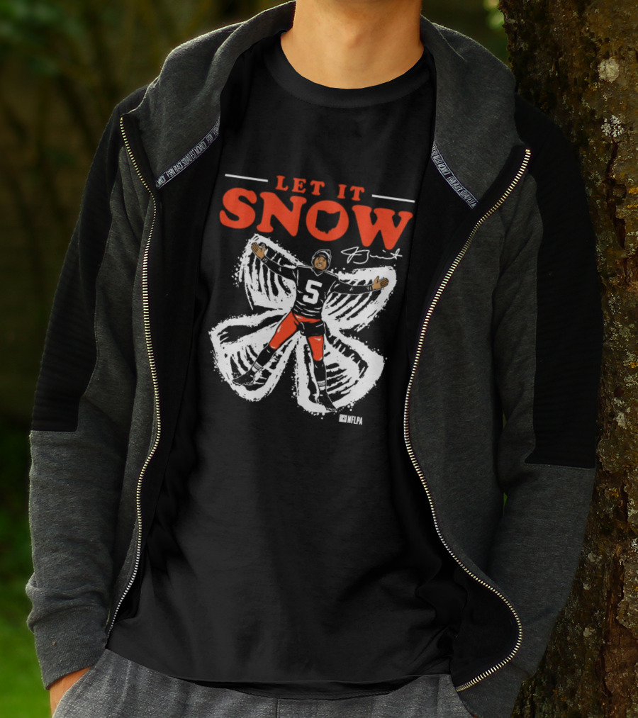 Let It Snow NFLPA Signature Snow Angel Number 5 T-Shirt