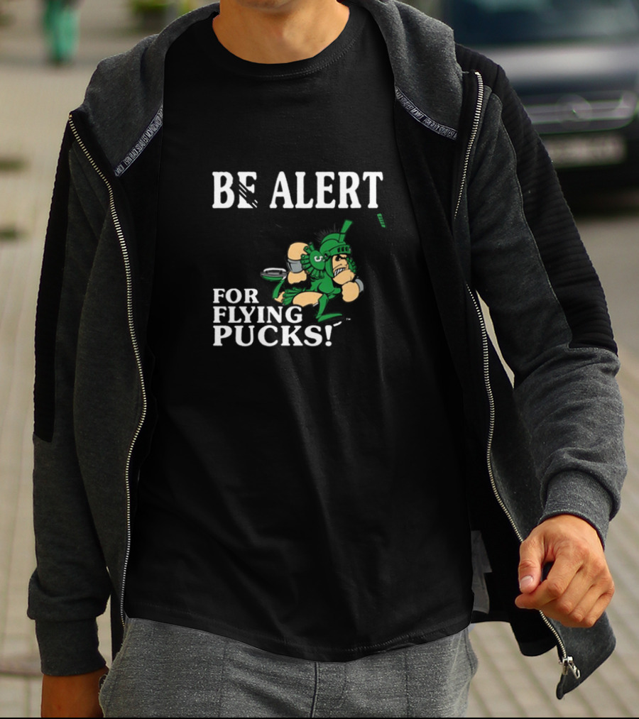 Michigan State Be Alert For Flying Pucks Hockey Spartan T-Shirt